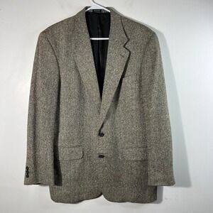 Mens Barrington Silk Tweed Jacket Black Brown‎ White 40R Lined 100% Silk